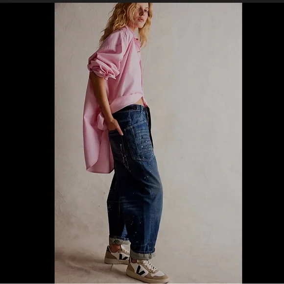 We The Free Moxie Dark Blue Wide Leg Jeans - Picture 11 of 13